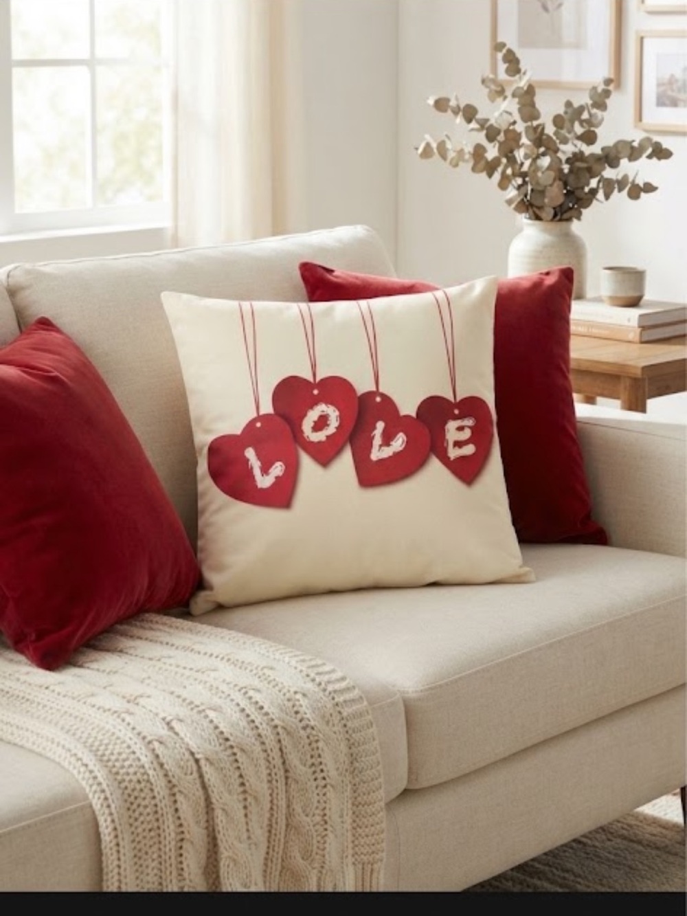 Heart & Letter Graphic Cushion Cover Without Filler new